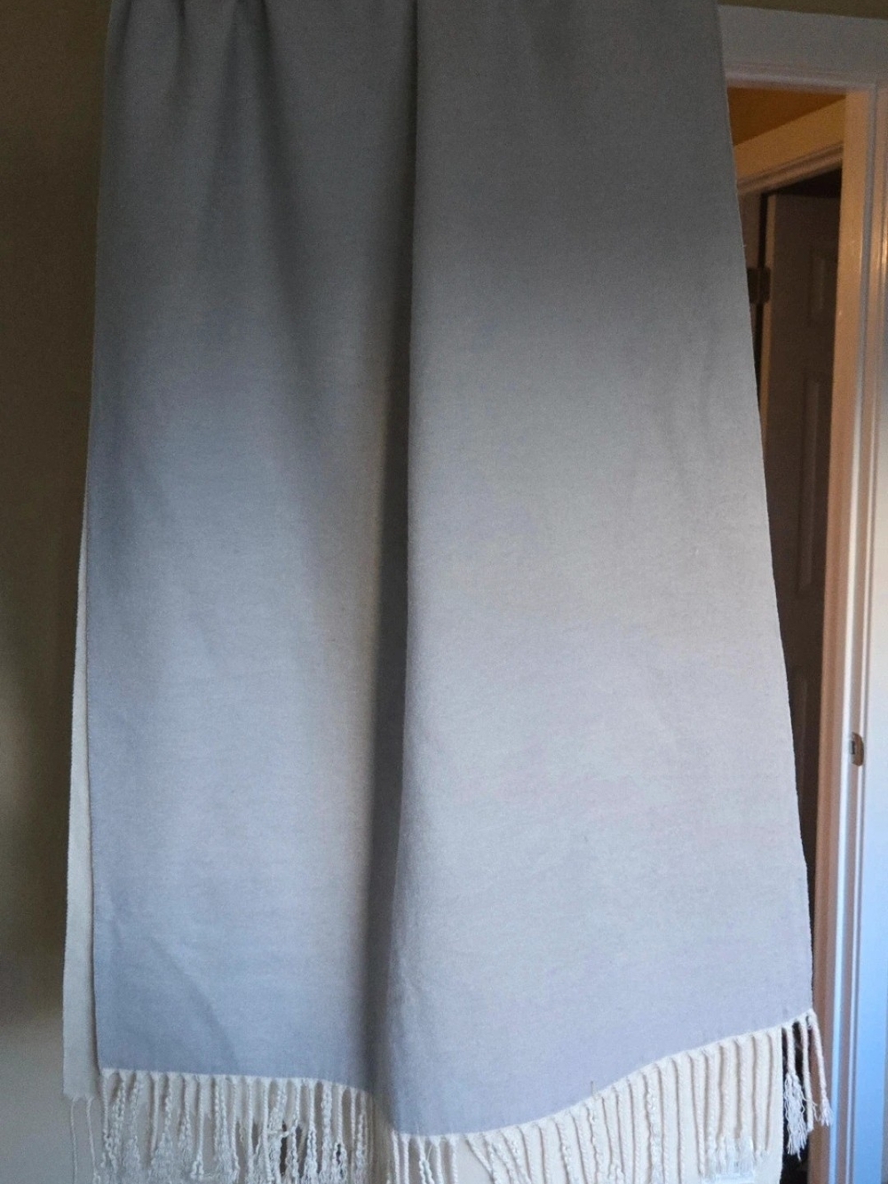 Demdaco Light Gray Fringe Wrap